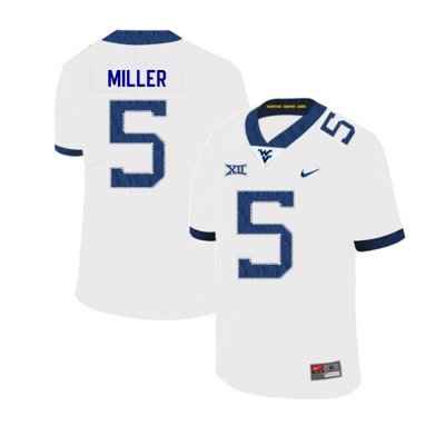 Men's West Virginia Mountaineers NCAA #5 Dreshun Miller White Authentic Nike 2019 Stitched College Football Jersey OR15X53AK